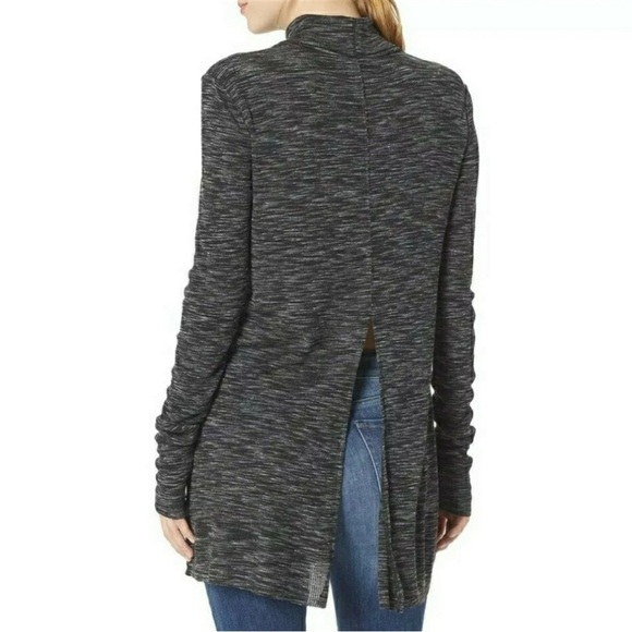 We The Free Gray Turtleneck Back Slit Knit Tunic Top Size Medium Neutral Boho - Picture 2 of 8